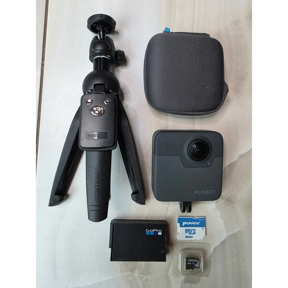 GoPro Fusion 360 Waterproof Action Camera Bundle with Tripod Case 8GB SD Card W3